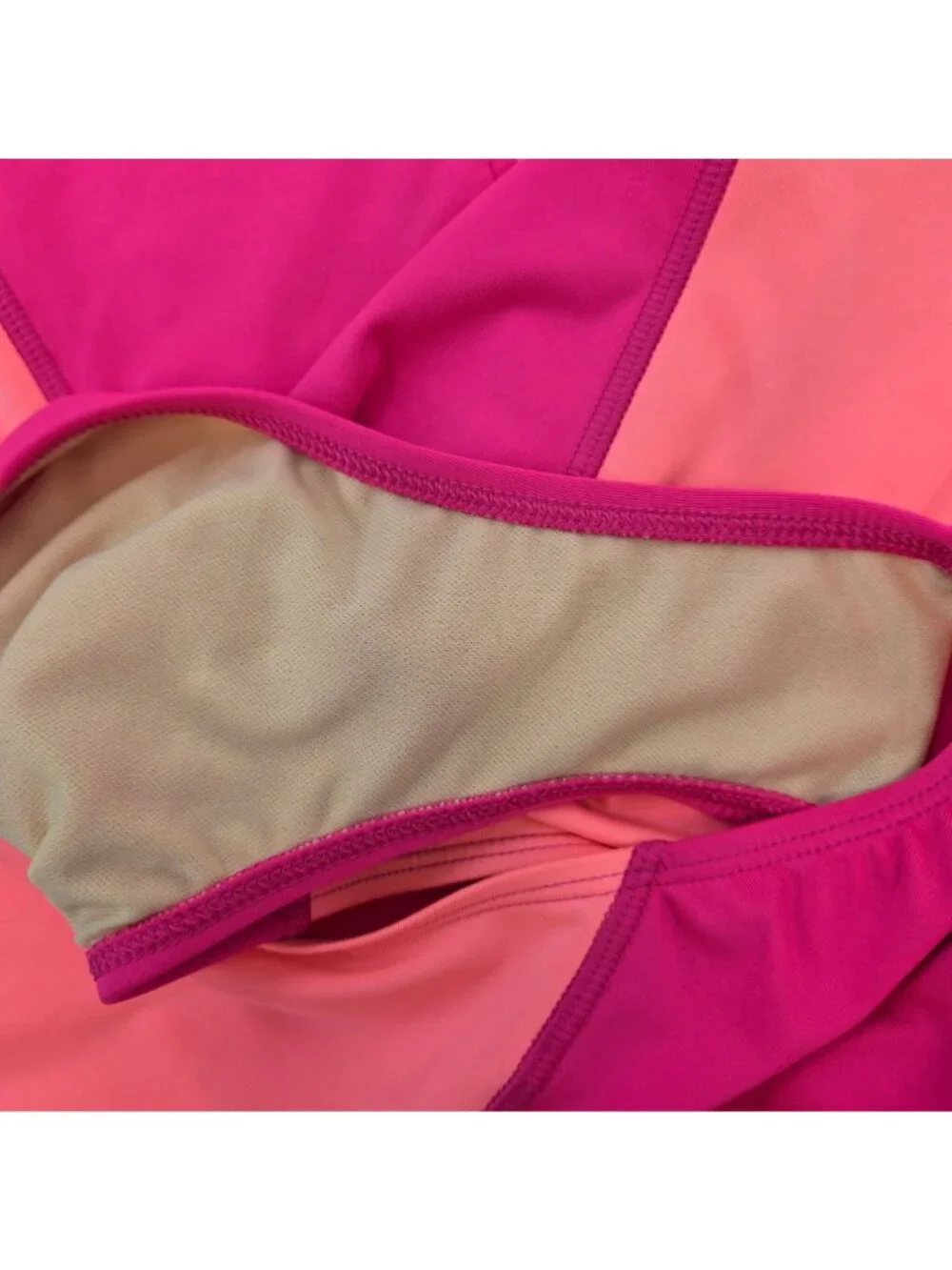 Lands' End One Piece Long Sleeve UPF 50 Color Block Swimsuit Size Girl's 12